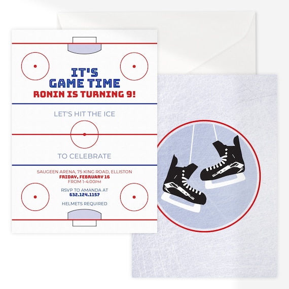 Hockey Birthday Invitation Instant Download Printable File - Ice Skating Party Invitation Editable - It's Game Time Hockey Rink Invitation Il_570xn