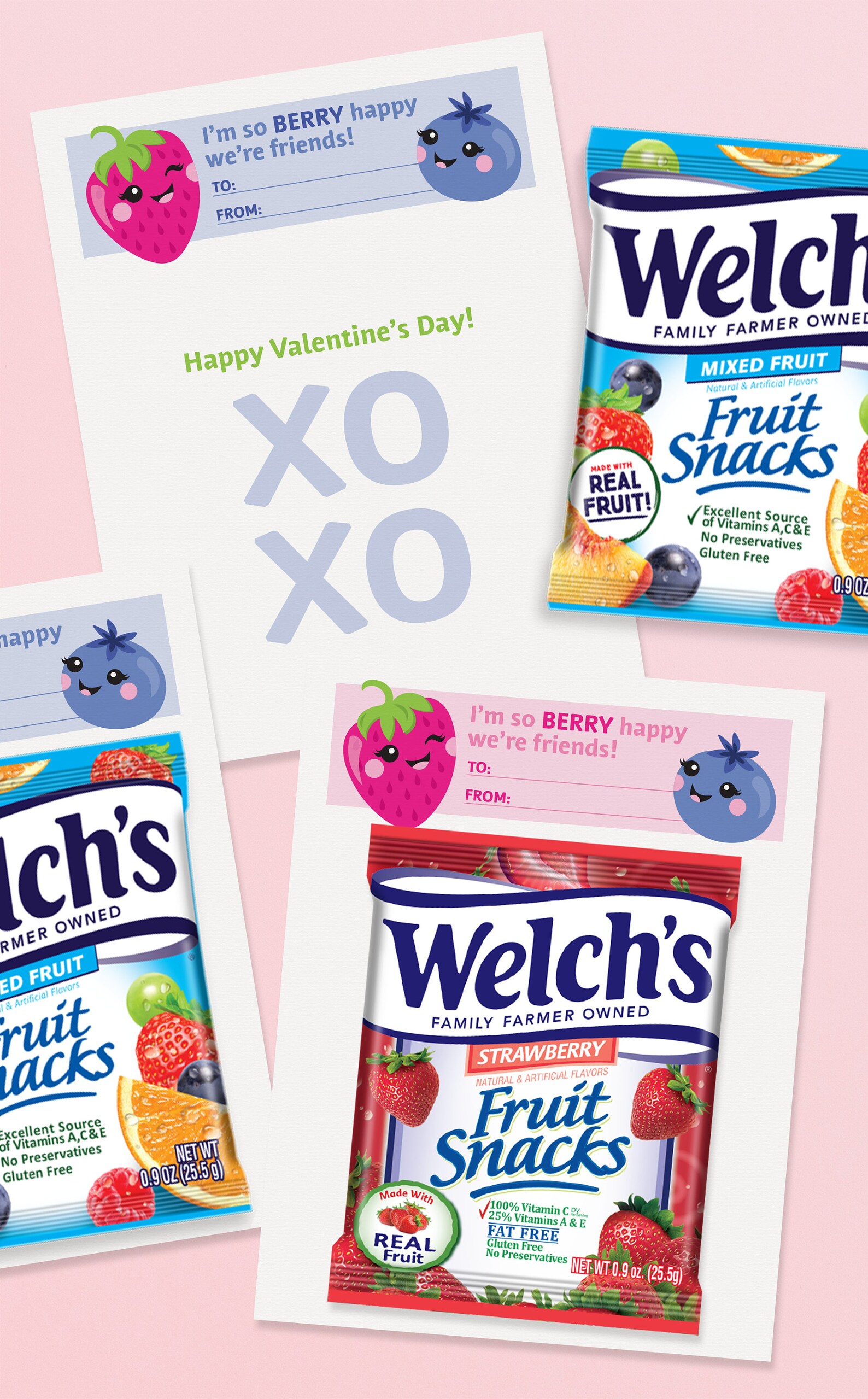 Printable Classroom Valentines Day Cards for Kids | Fruit Snacks Gift ...