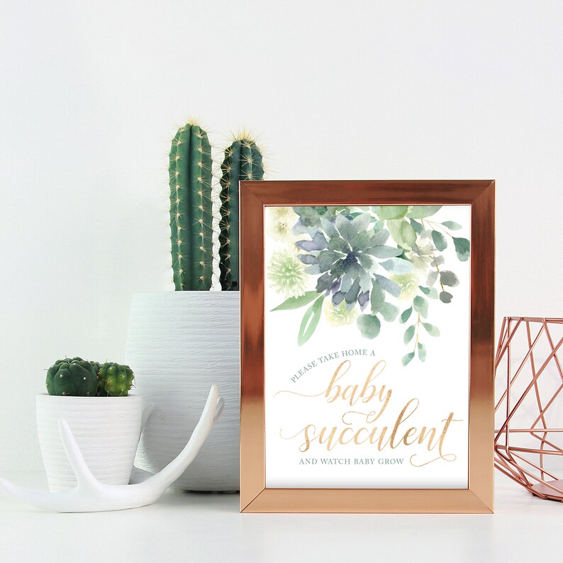Succulent Watch Me Grow Favor Tags Printable Files - Succulent Baby Shower Sign - Baby Cactus Favors Sign and Tags image 3