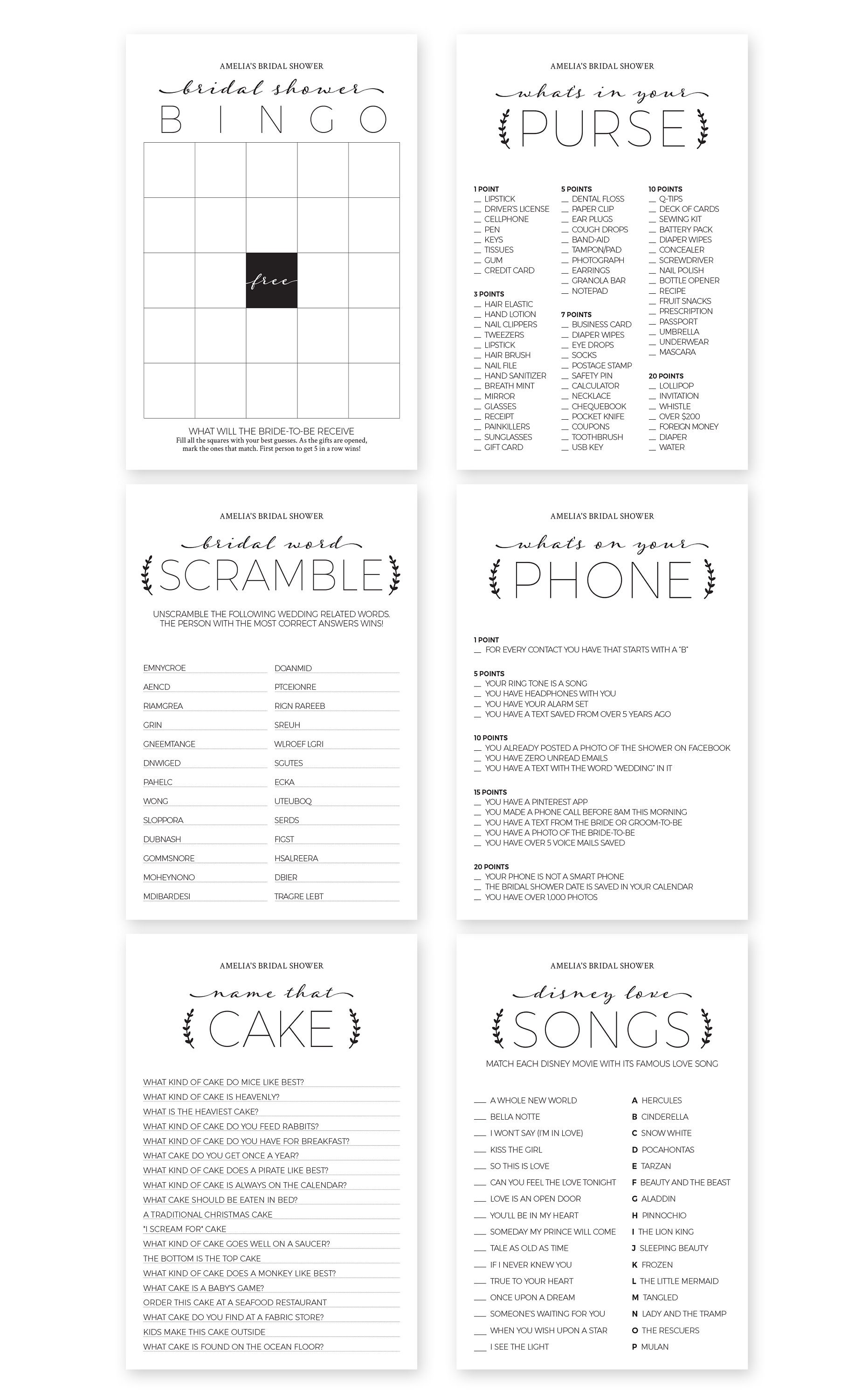 Bridal Shower Games Bundle Printable Instant Download File | Etsy