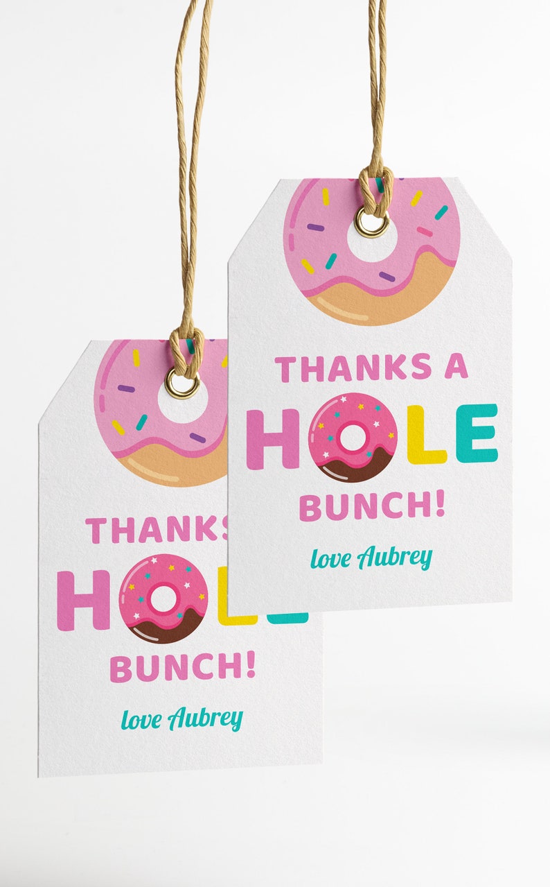 Donut Birthday Party Thank You Tags and Sign comes as a image 0