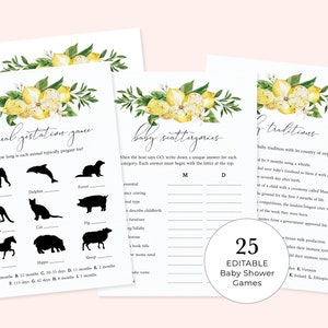25 Lemon Baby Shower Games Bundle | Gender Neutral | Citrus-Theme Shower