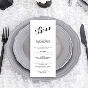 Editable Wedding Menu Template Instant Download Printable File Black and White Wedding Table Decorations Modern Wedding Menu Template image 6