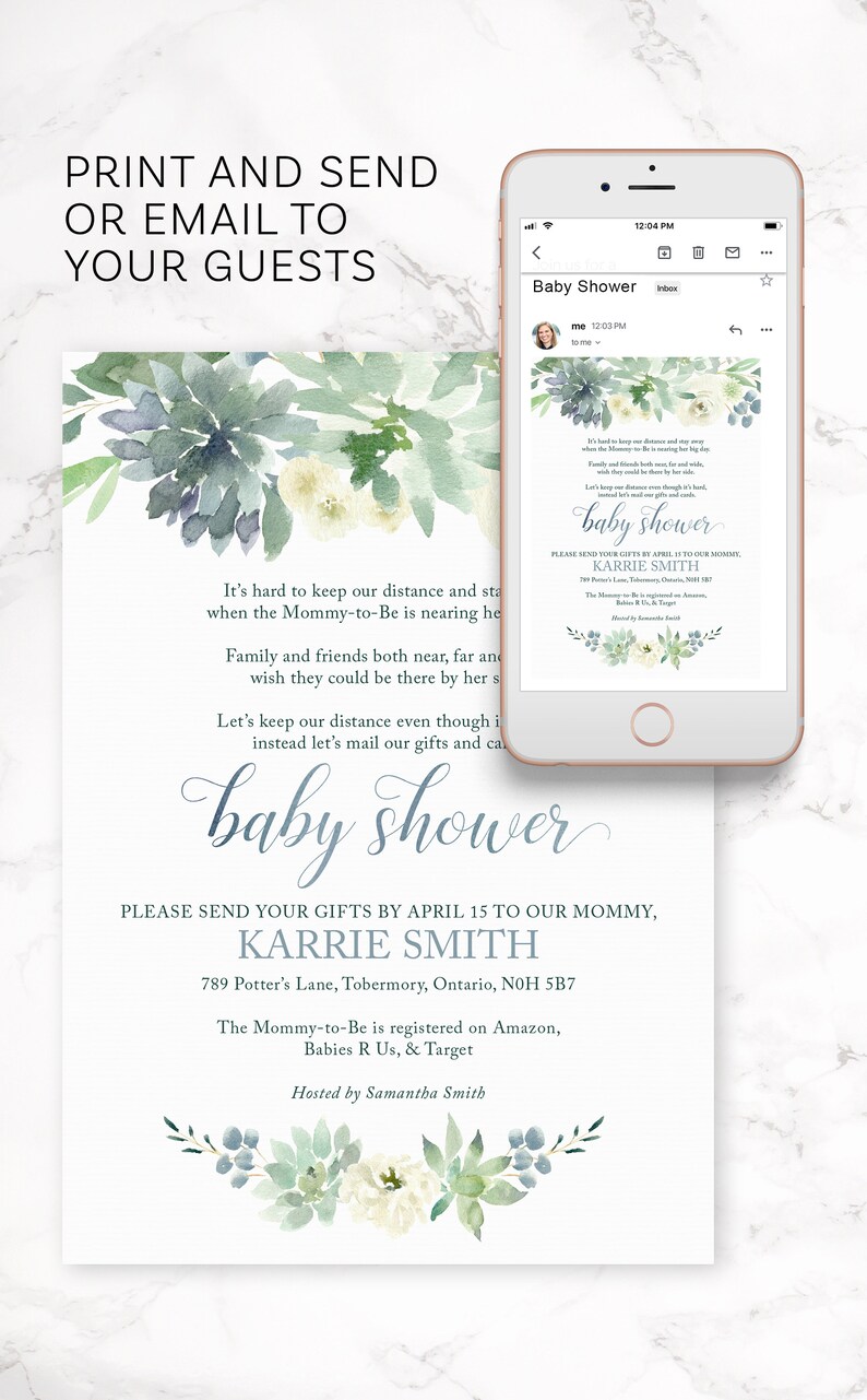 Shower by Mail Baby Shower Invitation to Email / Text Your Etsy