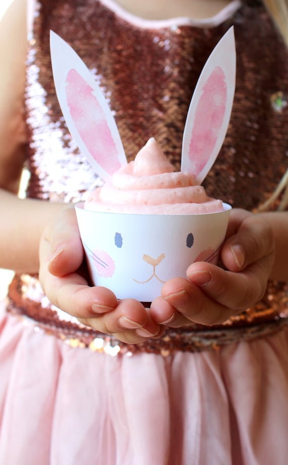 Bunny Cupcake Toppers and Wrappers perfect for an Easter Party or Easter Egg Hunt ready to print and download Il_570xn