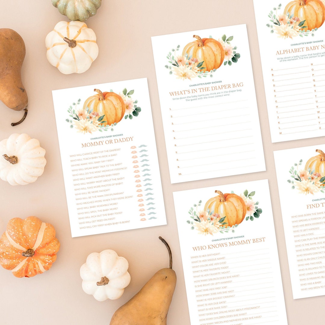 Little Pumpkin Baby Shower Games Printable Instant Download Bundle of ...