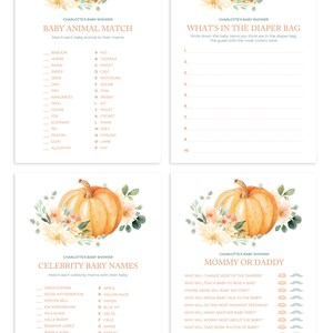 Little Pumpkin Baby Shower Games - Printable Instant Download Bundle of ...