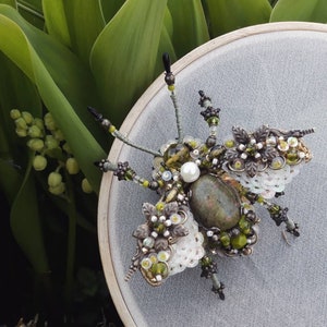Green Brooch - Handcrafted Insect Jewelry, Beetle Bug Pin, Surprise Gift for Mom