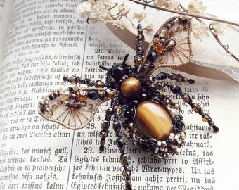 Honey Bee Jewelry - Bumble Bee Brooch Pin - Intricate Beadwork