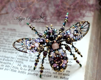 Insect jewelry, Fly brooch, Insect brooch, Fly jewelry, Bee brooch, Unique jewelry, Beetle pin, Statement jewelry, Insect art Animal jewelry