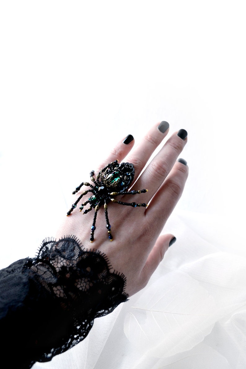 Halloween Spider ring, Gothic ring, Goth jewelry, Unique Spider jewelry, Fashion jewelry, Halloween jewelry image 3