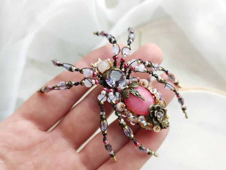 Spider Jewelry, Spider Brooch, Spider Accessories, Spider Jewellery, Spider Gift, Spider Art broach, Spider ring image 2