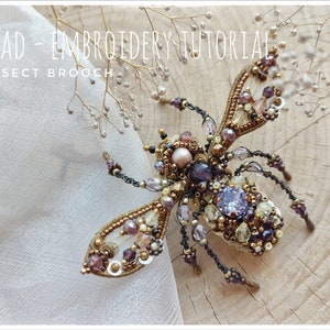 Bead Embroidery Tutorial PDF – DIY Brooch Pattern – Beaded Jewelry Tutorial for Beginners