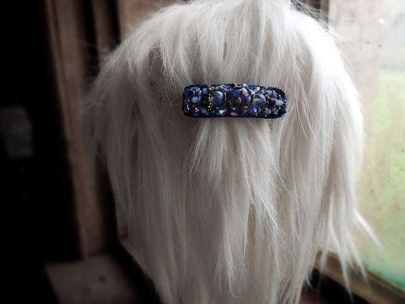 Royal Blue Barrette beaded hair accessory image 5