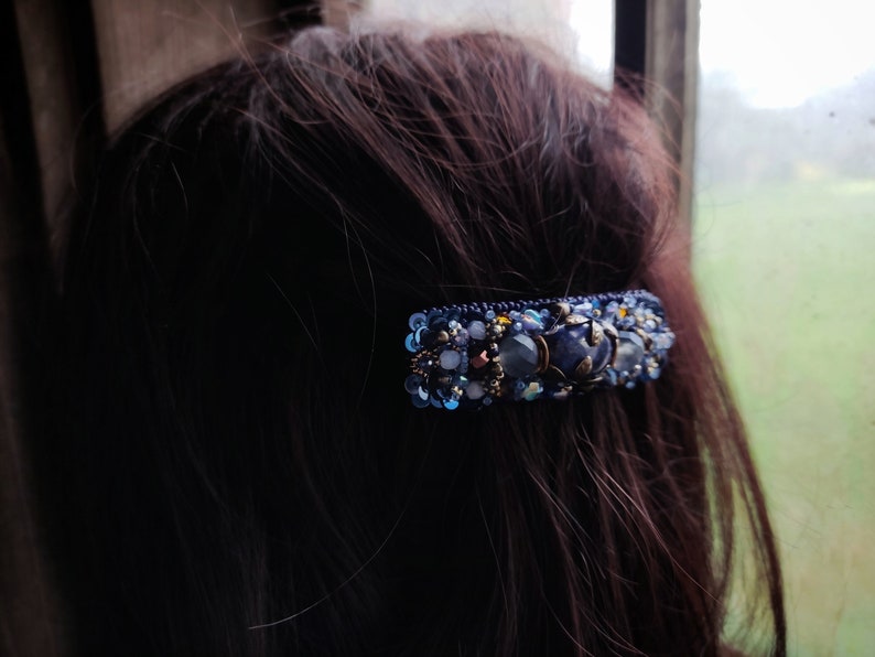 Royal Blue Barrette beaded hair accessory image 4