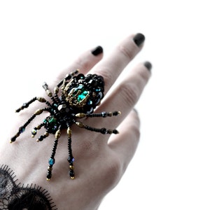 Halloween Spider ring, Gothic ring, Goth jewelry, Unique Spider jewelry, Fashion jewelry, Halloween jewelry image 1