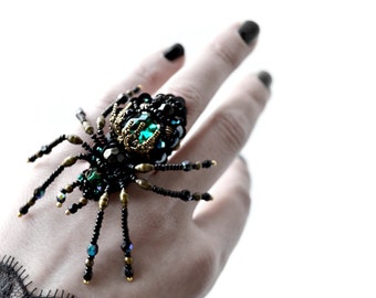 Halloween Spider ring, Gothic ring, Goth jewelry, Unique Spider jewelry, Fashion jewelry, Halloween jewelry