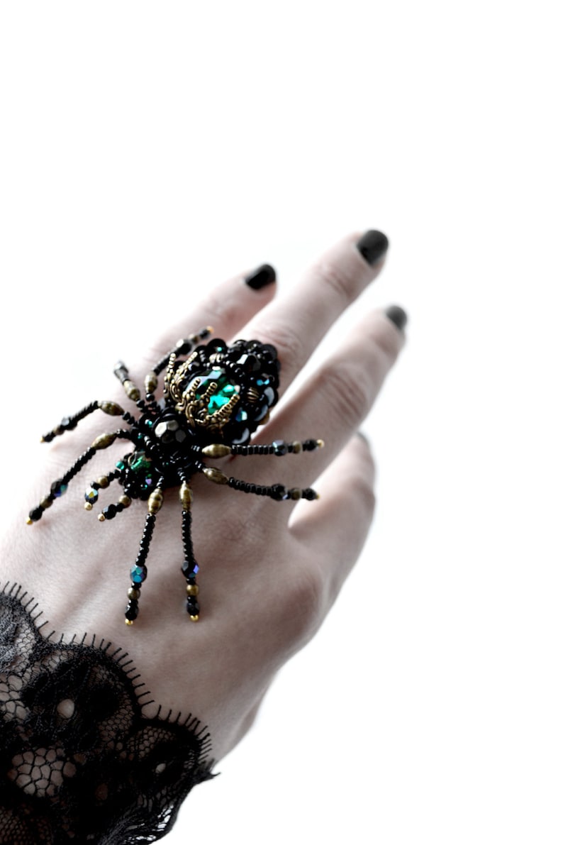 Halloween Spider ring, Gothic ring, Goth jewelry, Unique Spider jewelry, Fashion jewelry, Halloween jewelry image 1