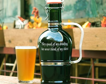 Beer Growler with Custom Beer Quote Engraved - Authentic German Growler