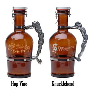 Custom Engraved Beer Growler with Ceramic Flip Top Real German Growler Made in Germany Personalized Four Handle Choices image 6