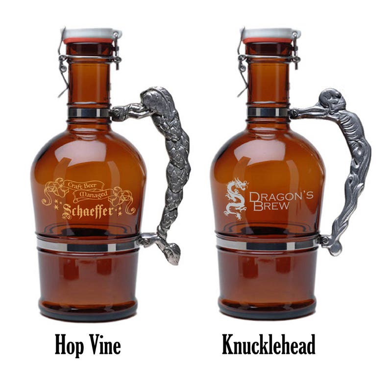 Custom Engraved Beer Growler with Ceramic Flip Top Real German Growler Made in Germany Personalized Four Handle Choices image 6