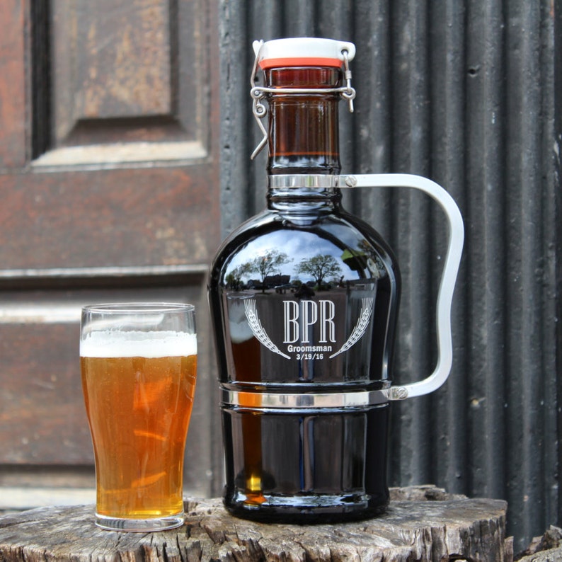 Custom Engraved Beer Growler With Ceramic Flip Top Real Etsy