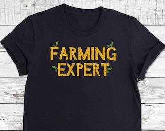 Stardew Valley inspired shirt, Farming Expert Fitted Black t-shirt