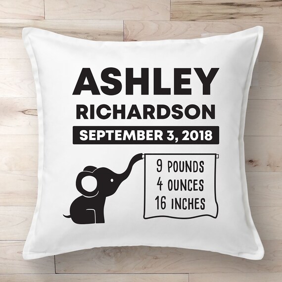 Elephant Nursery Elephant Themed Elephant Baby Room Elephant Pillow Elephant Decoration Elephant Birth Stats Pillow 20x20