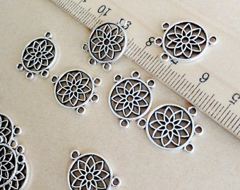 6 Dream catcher connector charms antique bronze tone BC253
