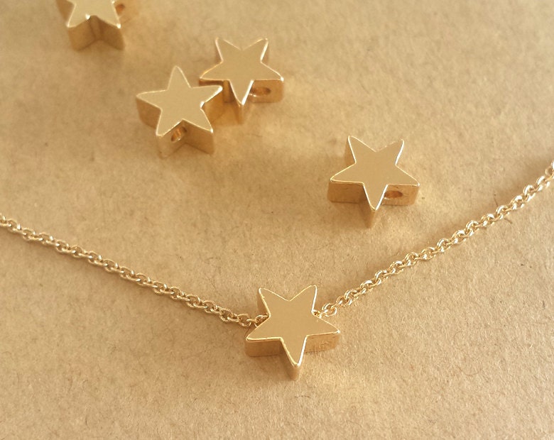 7x3mm Gold Star 18k Gold Plated Tiny Star Golden Star Bead - Etsy