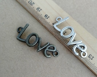 10pcs 12x38mm Vintage " love" Connector , Antique Silver , Antique Bronze bangle  Connector,  Connector ABb0023