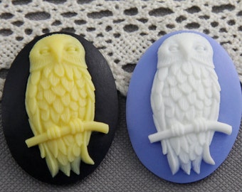 4pcs 30x40mm pad Lovely  owl Cabochons Cameo RO023
