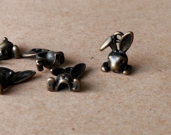 50 pcs 9x13mm lapin charme Antique Bronze Vintage style charmant lapin breloque, pendentif ABA2