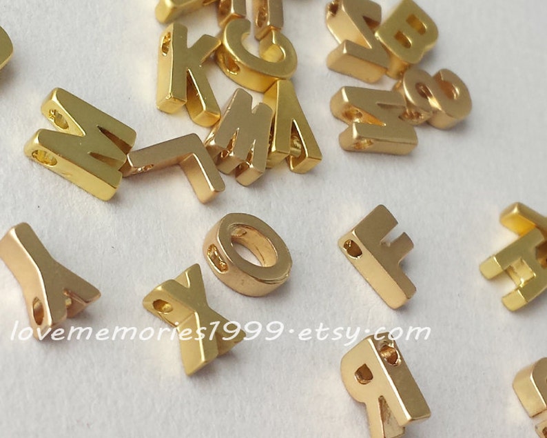 7x5x3mm Matt Gold Plated Sterling Gold Plated Tiny Letters Etsy