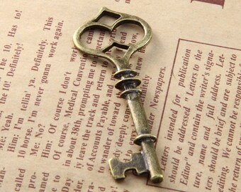 6 pcs 21x59mm Antique Bronze key Charm, Antique Silver keys Pendant ABk10