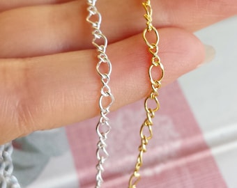2 x 1 mm ovala kedjelänkar, 16k pläterad mässing oval länkar kabelkedja, försilvrad mässing oval kedja, Czm02