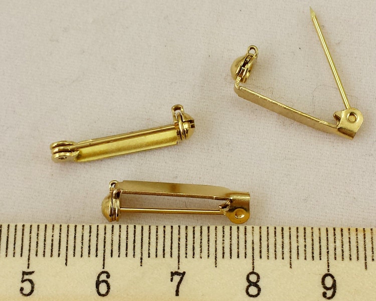 10pcs 3x20mm brass Brooch Back Bar Pins golden Tone Brooch Etsy