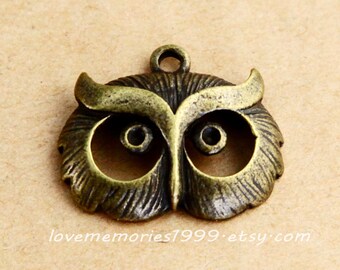 Gufo bella a 8 pz 20x25mm antico bronzo ottone Vintage stile Charm ciondolo ABO08