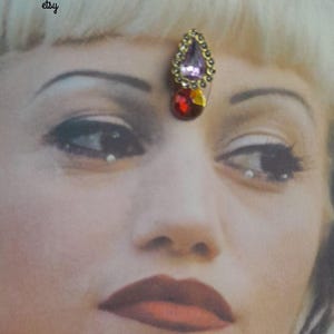 The Gwen crystal bindi, fairy face jewel,tribal fusion, third eye chakra, boho festival ,bellydance ,witchy goddess gypsy costume