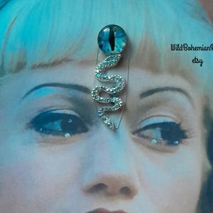 Snake dragon cat eye bindi, tribal fusion,third eye,fairy face jewel,boho festival face decor gem,bellydance, witchy goddess gypsy costume