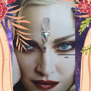amethyst gemstone crystal bindi, tribal fusion, boho festival face decor gem jewel, chakra third eye,bellydance,witchy goddess gypsy costume