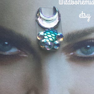 Moon goddess mermaid dragon scale bindi, tribal fusion,boho fairy festival face decor gem jewel, chakra third eye, witchy gypsy accessory