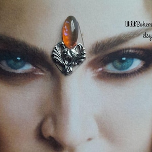 Gargoyle dragon stone bindi, tribal fusion, third eye chakra , boho festival face decor gem jewel,bellydance,witchy goddess gypsy costume