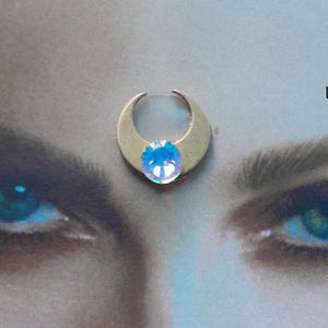 Anime Moon face jewel gem bling bindi, fairy face jewel,tribal fusion, third eye chakra, boho festival ,bellydance ,witchy gypsy accessory