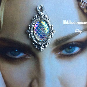 Mermaid dragon fairy scale face decor jewel gem bindi, tribal fusion, boho, chakra third eye, bellydance, witchy gypsy costume accessory
