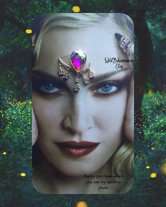 fancy crystal bindi, tribal fusion bindi, third eye, boho festival face  decor gem jewel, reusable,bridal bindi, bellydance bindi,