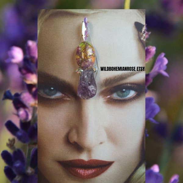 New Magical Goddess Botanical Mood stone bindi~See how you feel,color change,Amethyst Quartz Crystal stone Bindi/festive tribal fusion Bindi