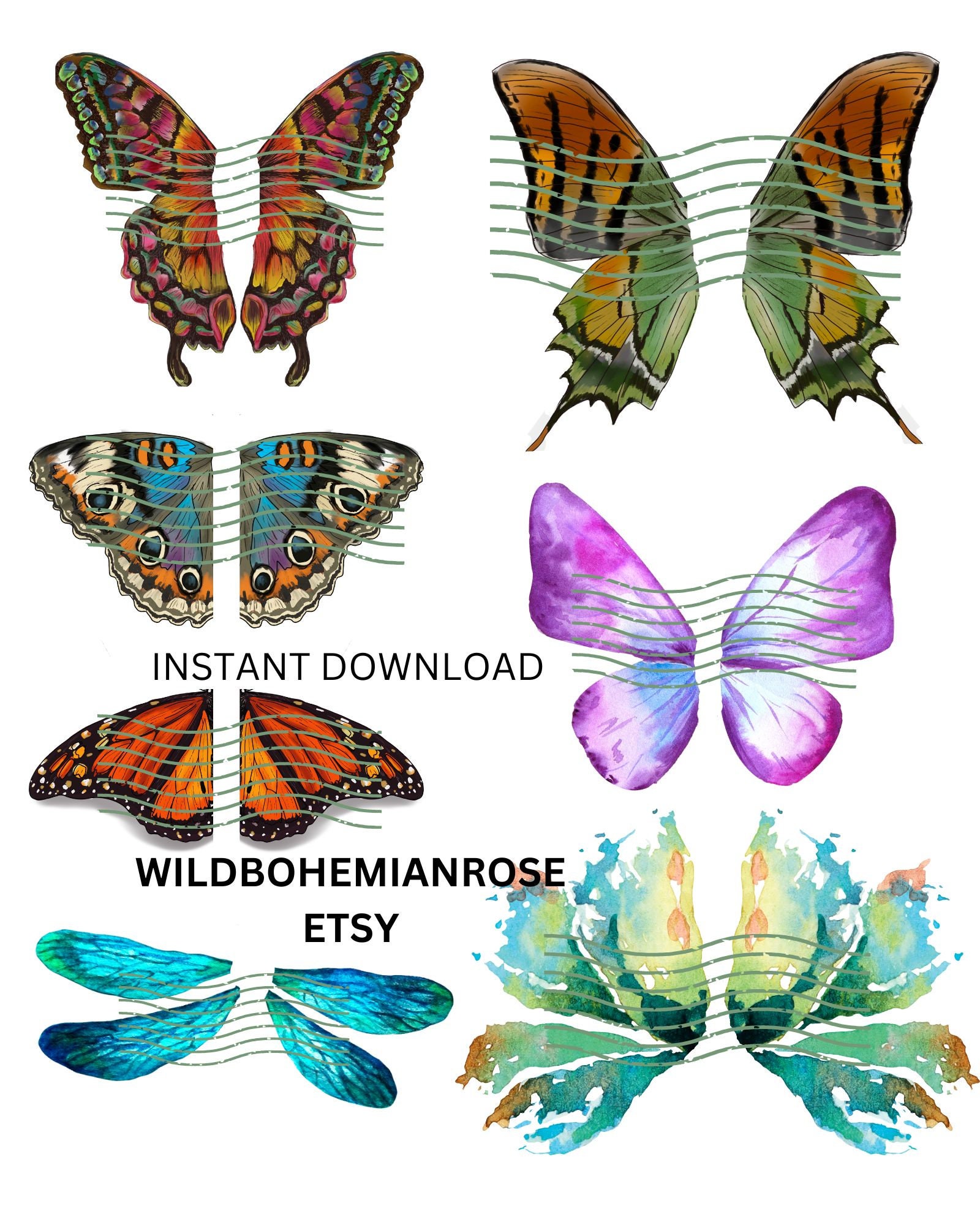Butterfly Moth Digital Instant Download Print,fairy Doll Wing Diy