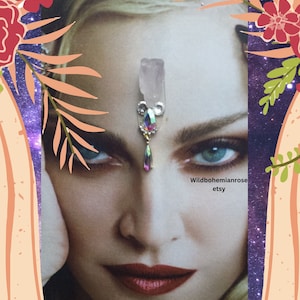 amethyst gemstone crystal bindi, tribal fusion bindi, boho festival face decor gem jewel, third eye, face gem jewel, bellydance bindi