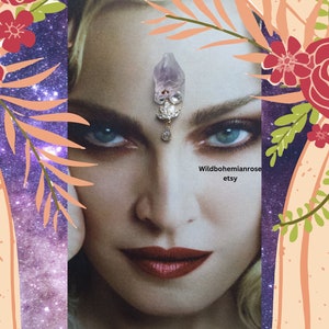 amethyst gemstone bindi, tribal fusion bindi, boho festival face decor gem jewel ,third eye bindi, bridal face gem, bellydance bindi
